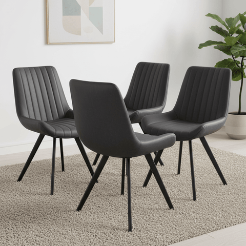 Walker Set of 4 Faux Leather Dining Chairs
