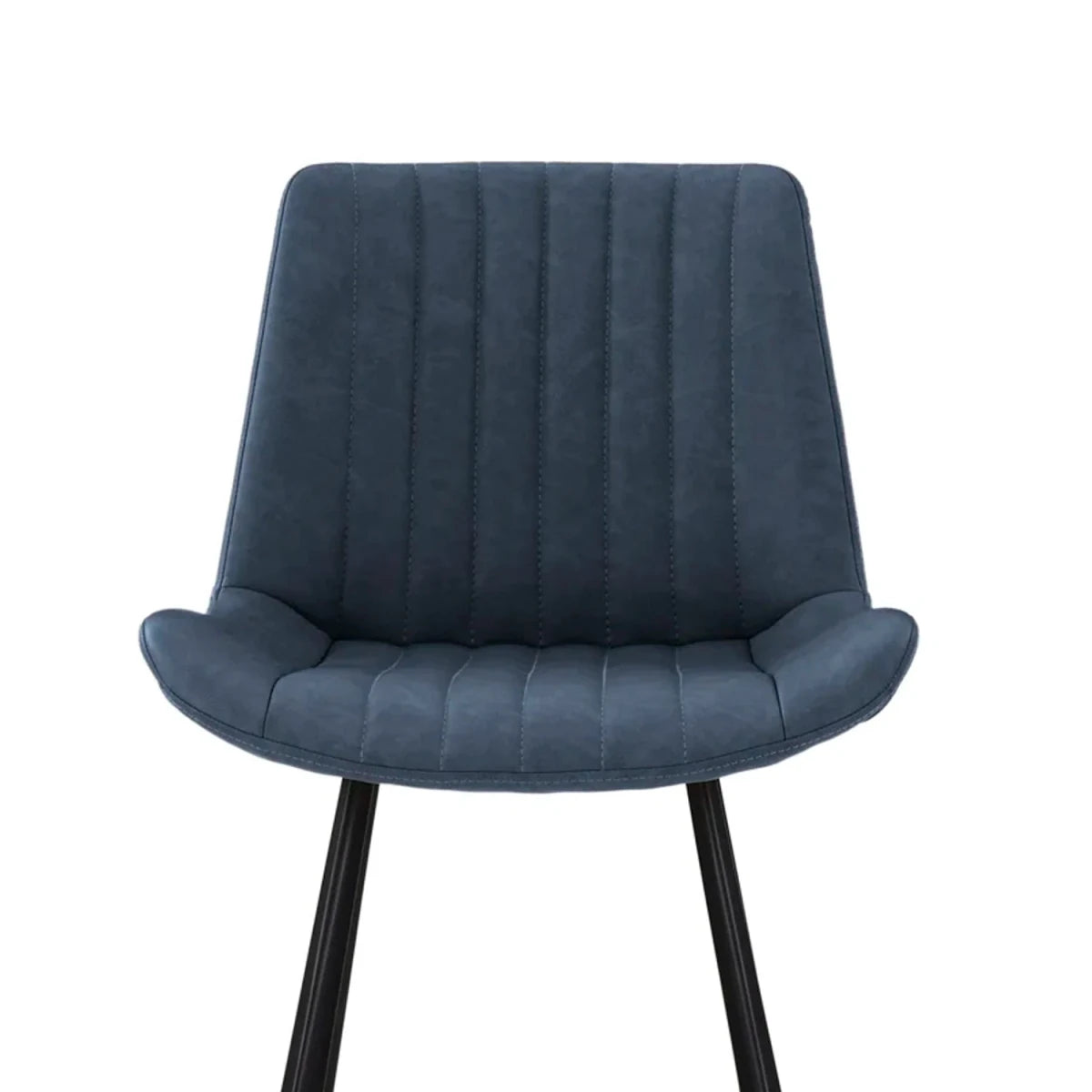 Close Up of Walker Pair of Dark Blue Faux Leather Bar Stools - Pendle Village Furniture