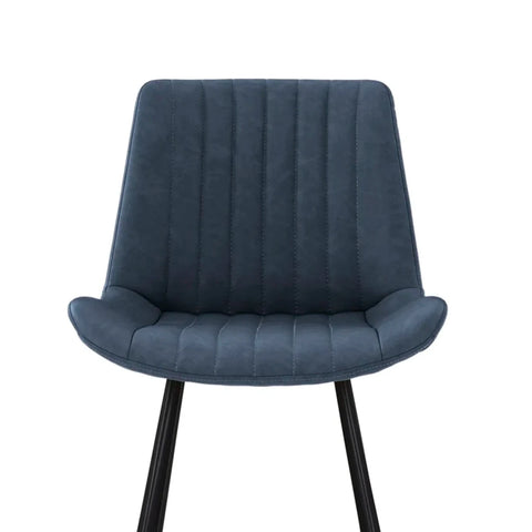 Close Up of Walker Pair of Dark Blue Faux Leather Bar Stools - Pendle Village Furniture