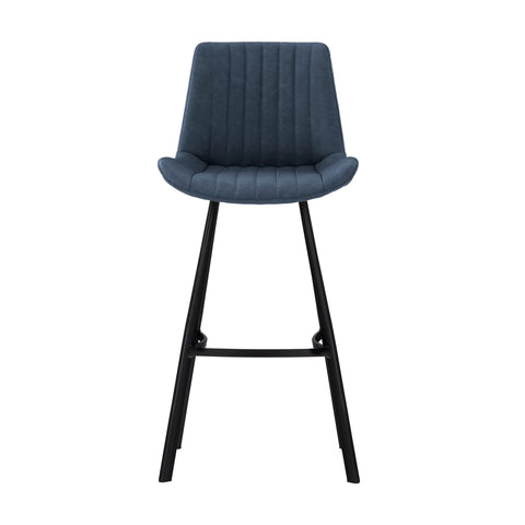 Walker Pair of Light Grey Faux Leather Bar Stools - Dark Blue Bar Stool