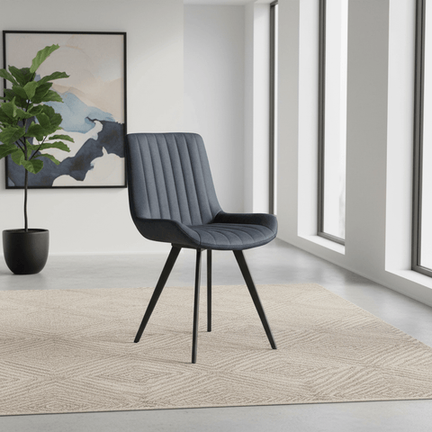 Walker Set of 4 Dark Blue Faux Leather Dining Chairs