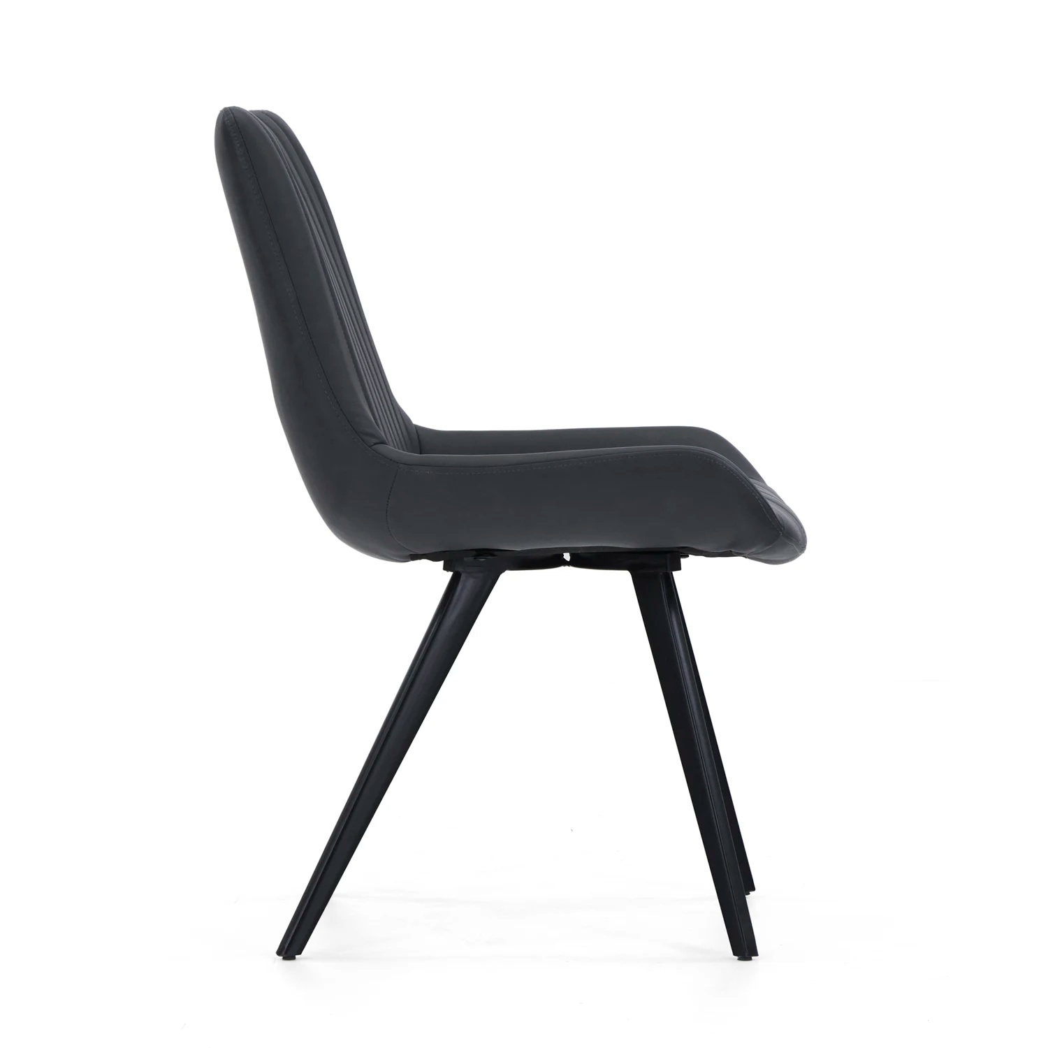 Walker Set of 4 Faux Leather Dining Chairs - Side View of Dining Chair 