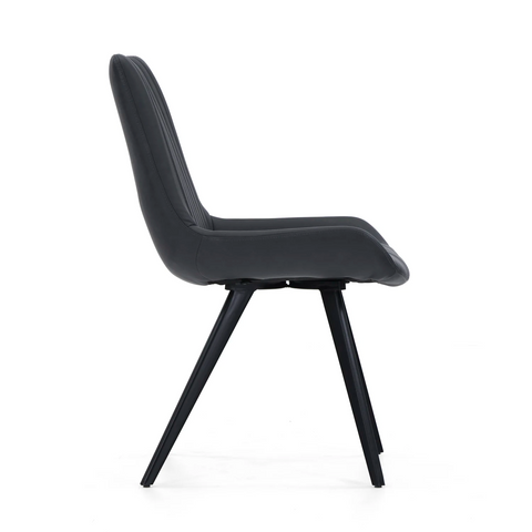 Walker Set of 4 Faux Leather Dining Chairs - Side View of Dining Chair 