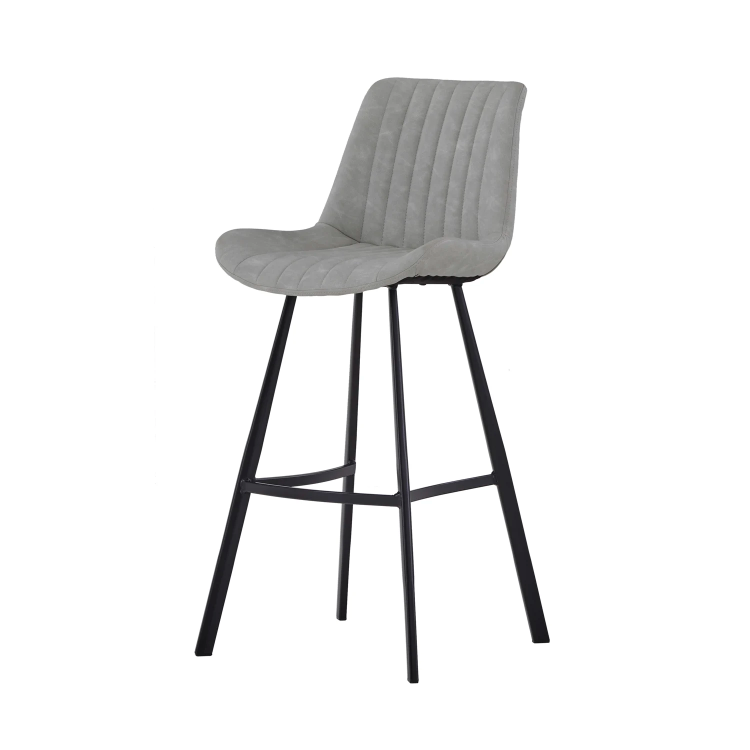 Walker Pair of Light Grey Faux Leather Bar Stools - Light Grey Bar Stool