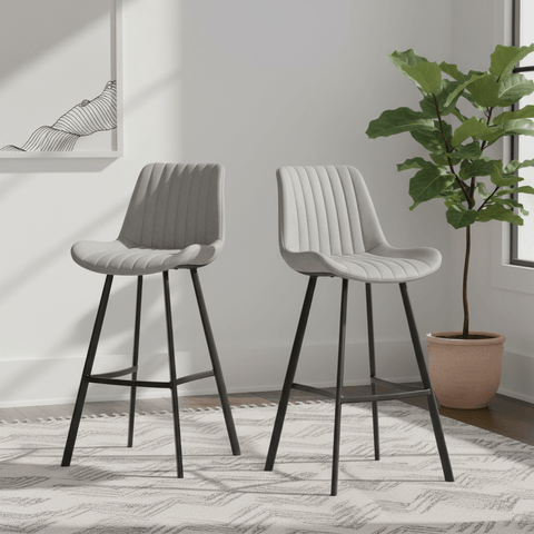 Walker Pair of Light Grey Faux Leather Bar Stools