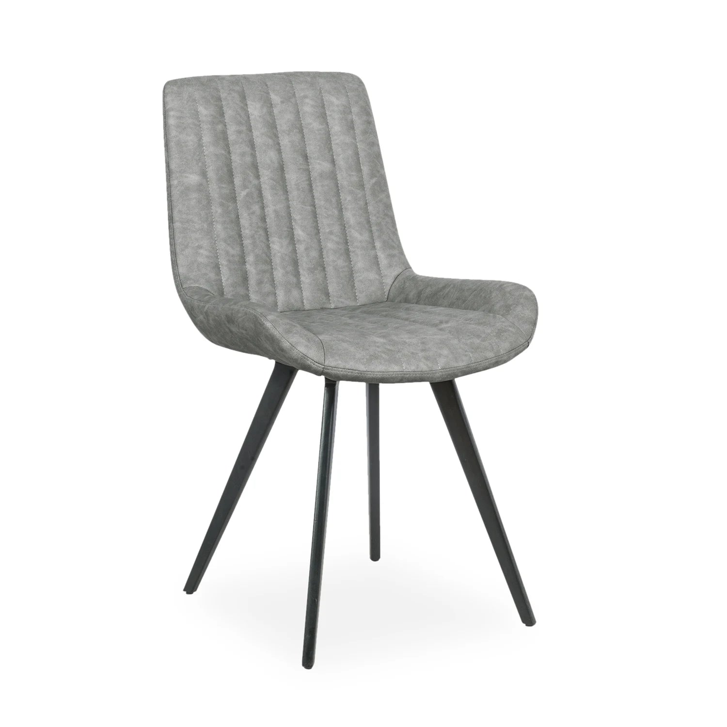 Walker Set of 4 Faux Leather Dining Chairs - Light Grey Dining Chair 