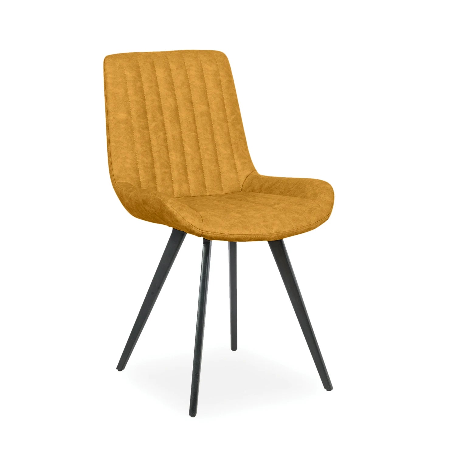 Walker Set of 4 Faux Leather Dining Chairs - Mustard Dining Chair 
