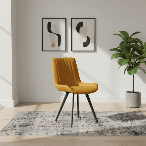 Walker Set of 4 Mustard Faux Leather Dining Chairs