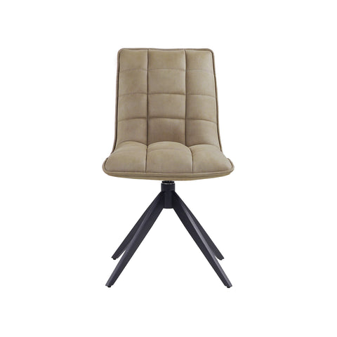 Alonzo Round Ceramic Ext Dining Table with 4 Taupe Fabric Swivel Chairs - Pendle Village Furniture