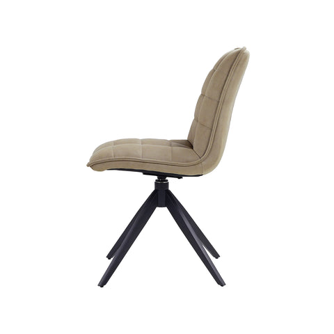Warrior Taupe Fabric Dining chair with Black Metal Legs and swivel mechanism - Pendle Village Furniture