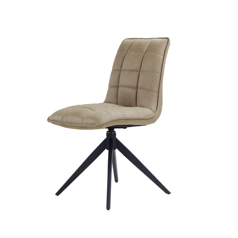 Alonzo Round Ceramic Ext Dining Table with 4 Taupe Fabric Swivel Chairs - Pendle Village Furniture