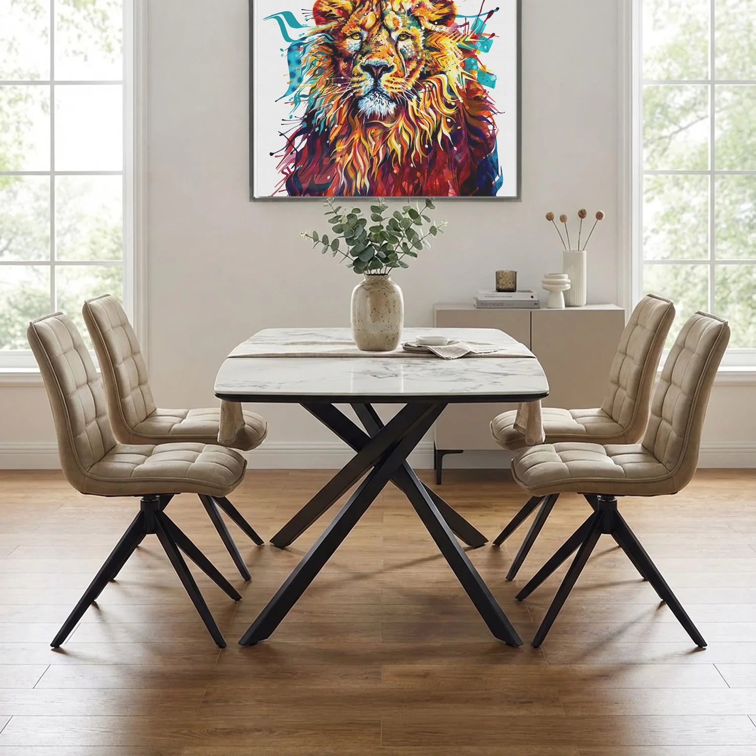 Warrior White Compact Fixed Dining Table With Dining Chairs Set - Pendle Village Furniture