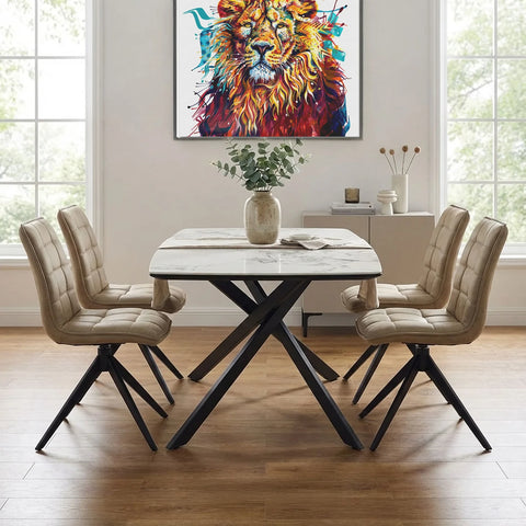 Warrior White Compact Fixed Dining Table With Dining Chairs Set - Pendle Village Furniture