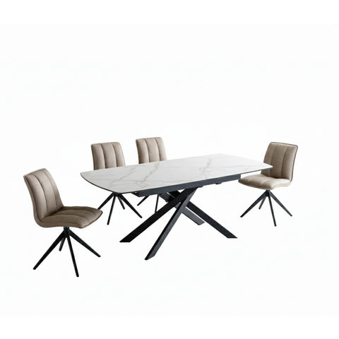 Warrior White Extending Dining Table and Dining Chair Set - Pendle Village Furniture