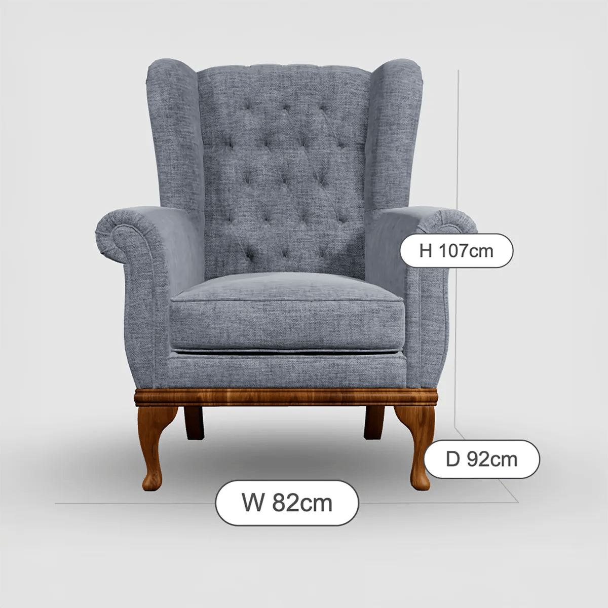 WoodBros Watton Chester Style Arm Chair with Wooden Legs - Pendle Village Furniture