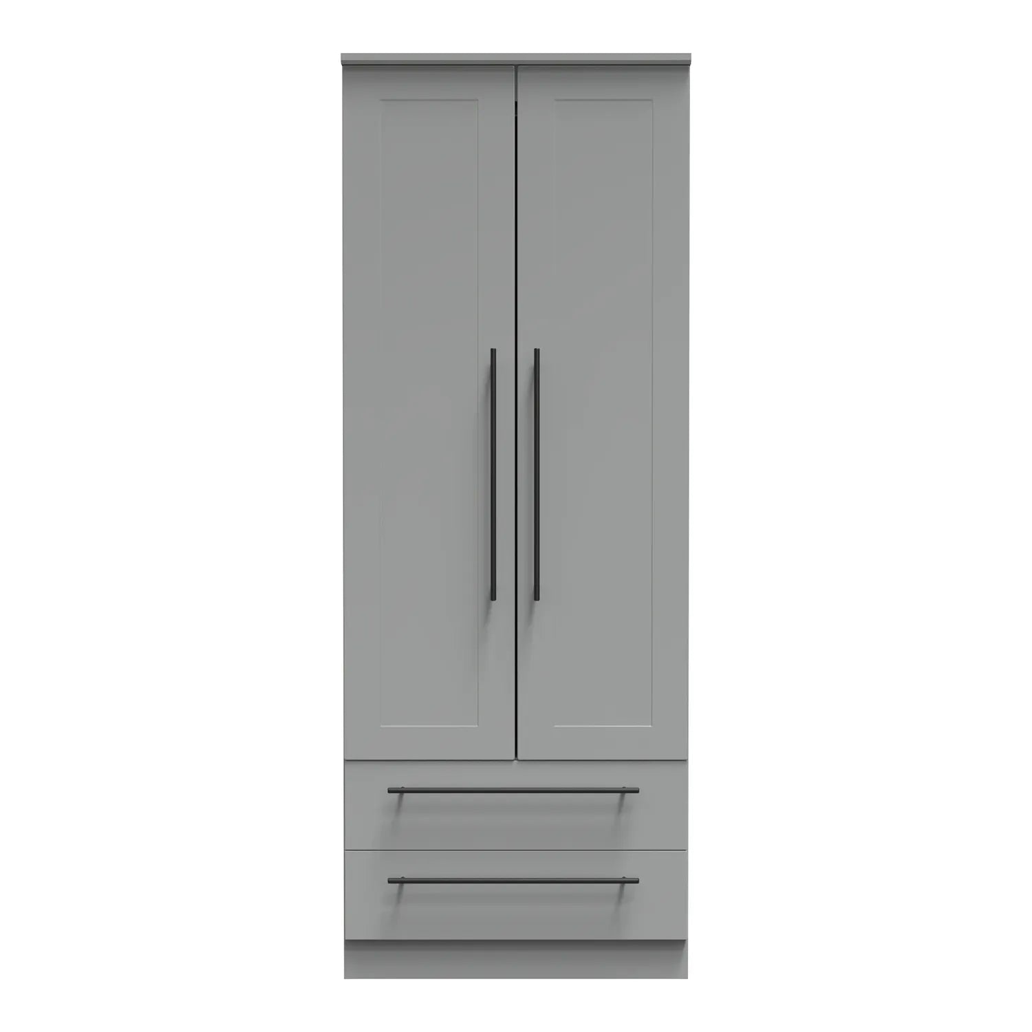 Beverly 2 Door 2 Drawer Wardrobe, Available in Choice of 3 Colours, White, Grey and Kashmir , Free Quick Delivery. Ready Assembled - Front View
