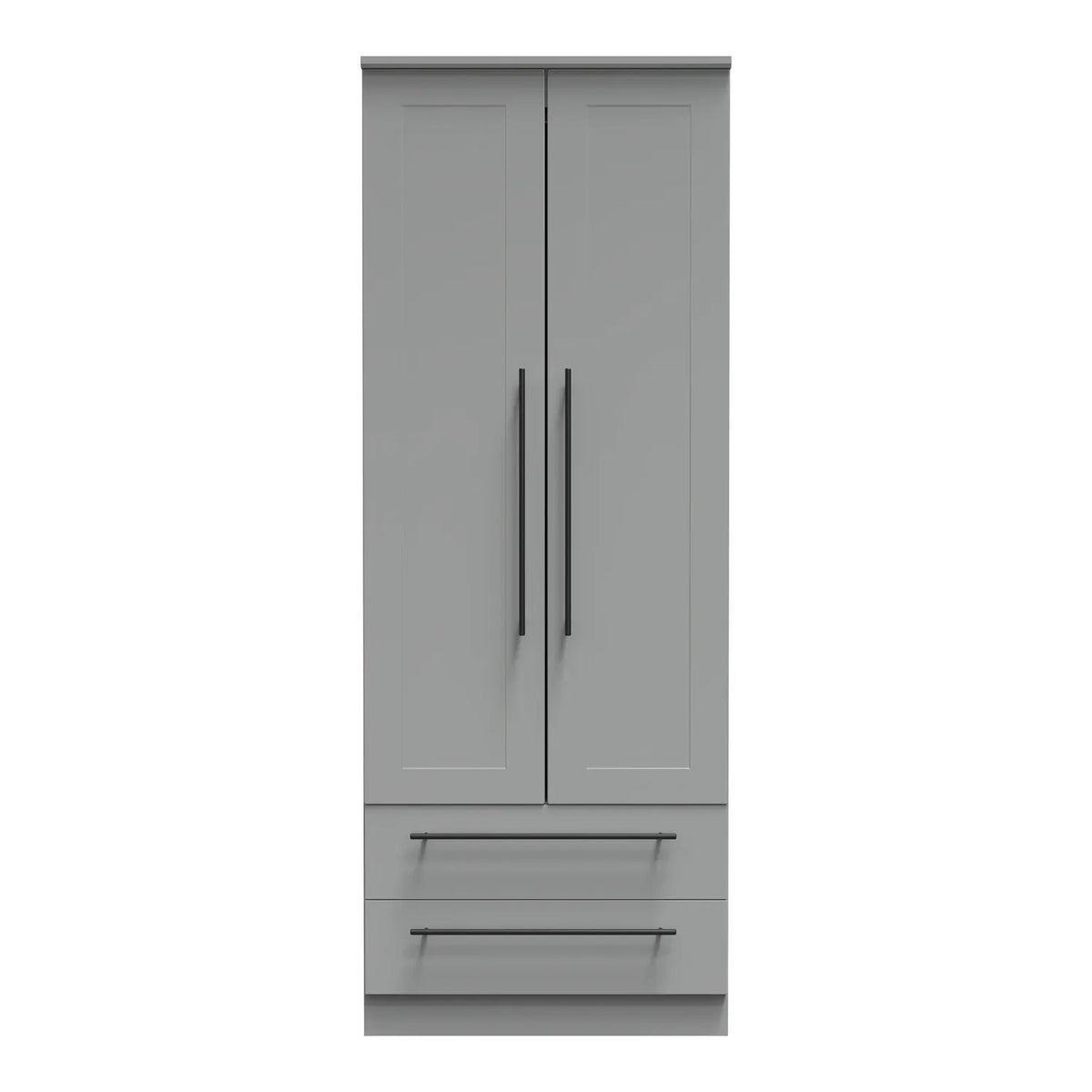 Beverly 2 Door 2 Drawer Wardrobe, Available in Choice of 3 Colours, White, Grey and Kashmir , Free Quick Delivery. Ready Assembled - Front View