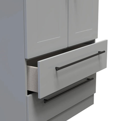 Beverly 2 Door 2 Drawer Wardrobe, Available in Choice of 3 Colours, White, Grey and Kashmir , Free Quick Delivery. Ready Assembled - Drawers View