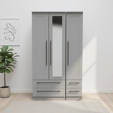 Beverly 3 Door Wardrobe with Mirror & Drawers
