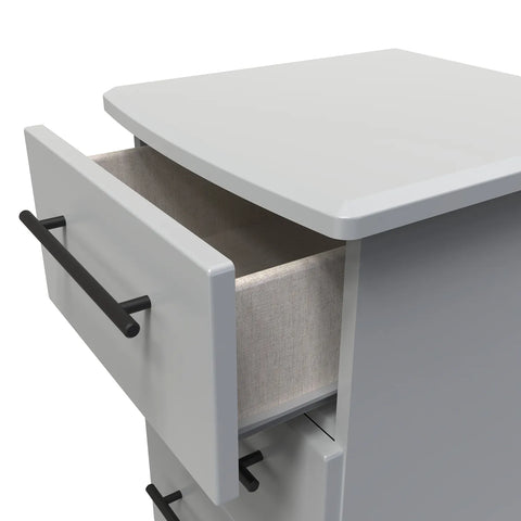Bedroom Furniture Beverly 3 Drawer Bedside Cabinet, Long Black Door Handles, Available in 3 Colours, Grey, White and Kashmir. Quick Delivery, Comes Assembled - Open Drawer view