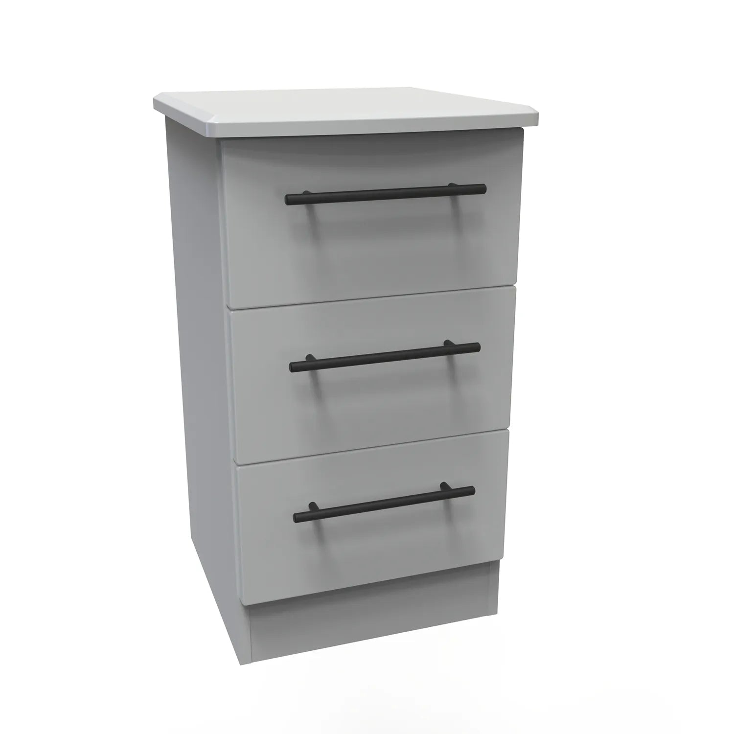 Bedroom Furniture Beverly 3 Drawer Bedside Cabinet, Long Black Door Handles, Available in 3 Colours, Grey, White and Kashmir. Quick Delivery, Comes Assembled - Side view
