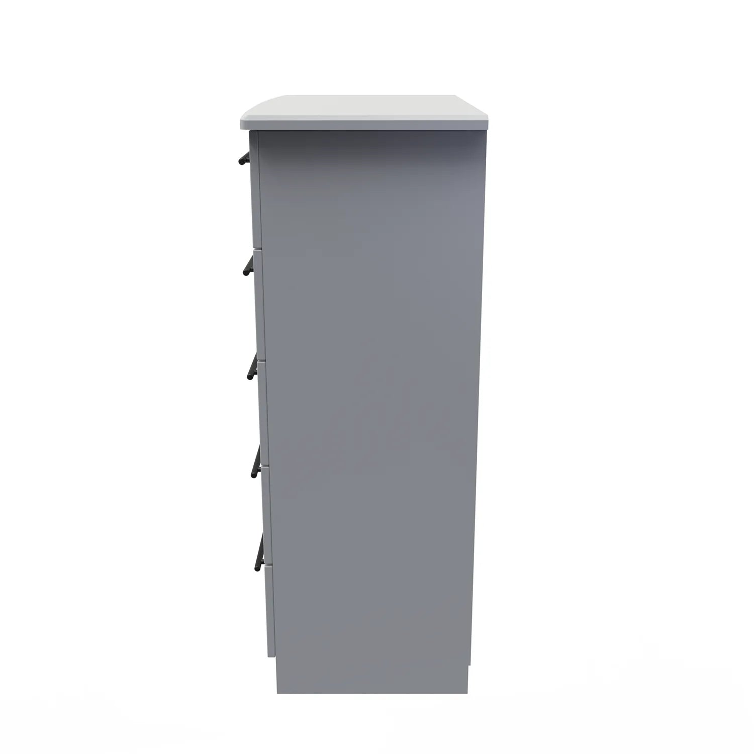 Bedroom Furniture Beverly Grey 5 Drawer Chest, Long Black Door Handles, Available in 3 Colours, Grey, White and Kashmir. Quick Delivery, Comes Assembled - Side view