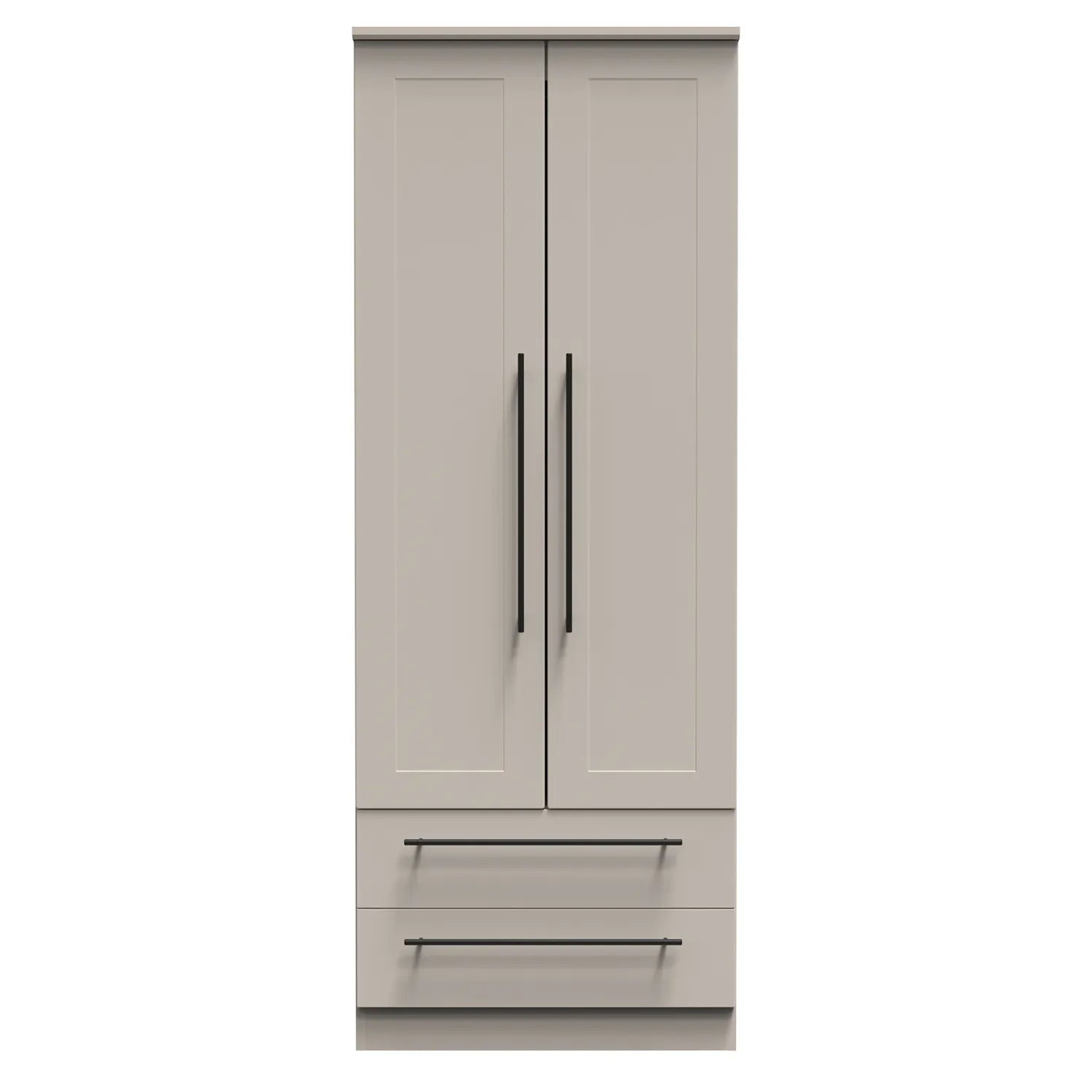 Beverly 2 Door 2 Drawer Wardrobe in Kashmir , Available in Choice of 3 Colours, White, Grey and Kashmir , Free Quick Delivery. Ready Assembled 