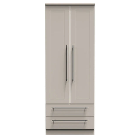 Beverly 2 Door 2 Drawer Wardrobe in Kashmir , Available in Choice of 3 Colours, White, Grey and Kashmir , Free Quick Delivery. Ready Assembled 