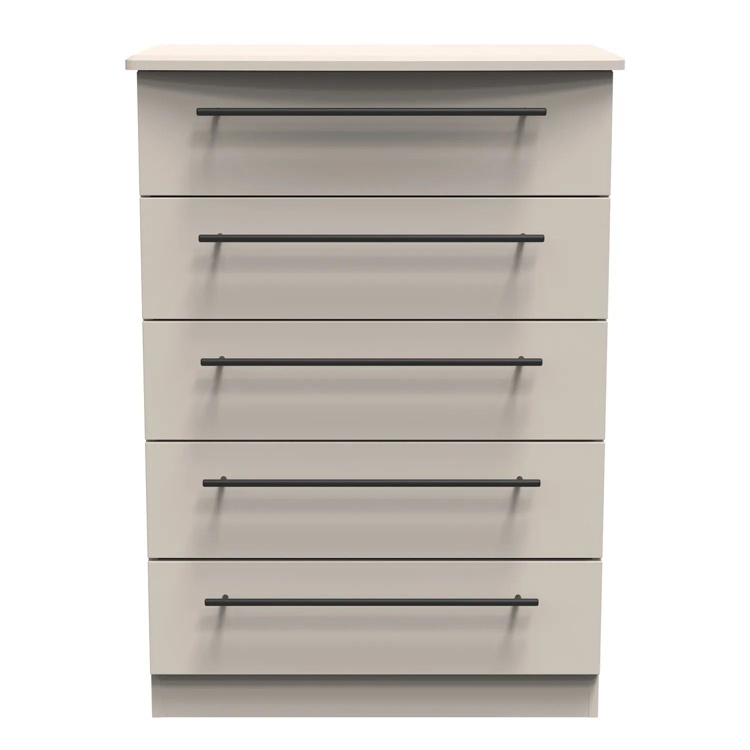 Bedroom Furniture Beverly Kashmir 5 Drawer Chest, Long Black Door Handles, Available in 3 Colours, Grey, White and Kashmir. Quick Delivery, Comes Assembled - Front view