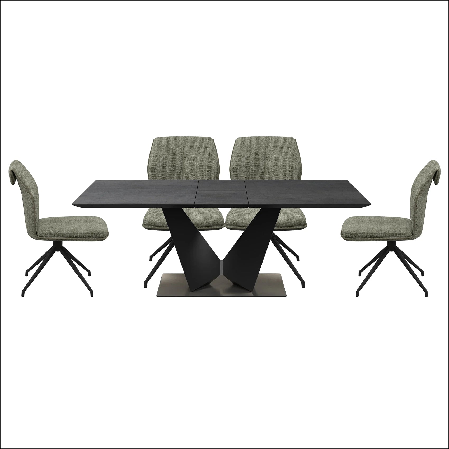 Westin Graphite Ceramic Extending Dining Table With 6 Mustard Dining Chairs - Pendle Village Furniture