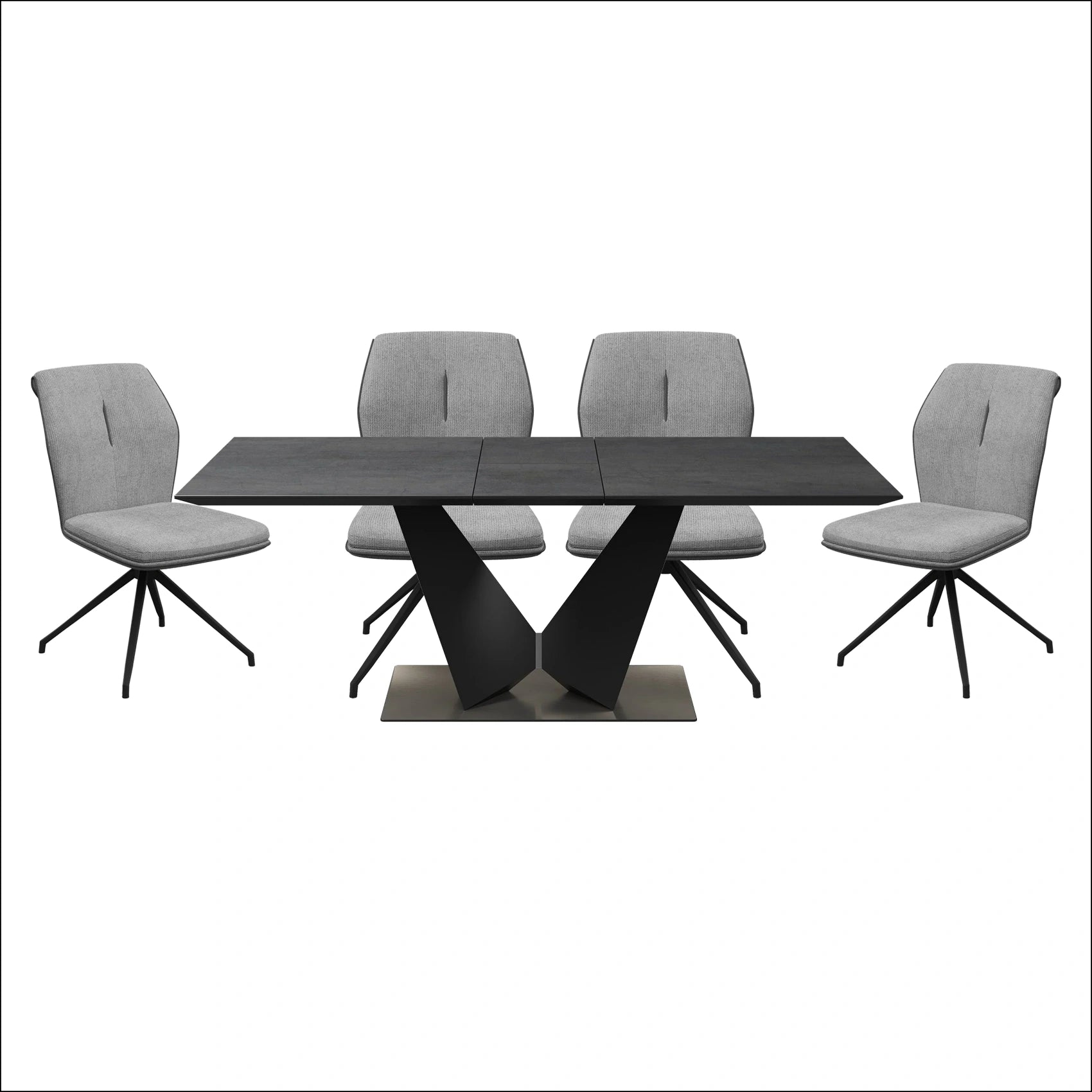 Westin Graphite Ceramic Extending Dining Table With 6 Mustard Dining Chairs - Pendle Village Furniture