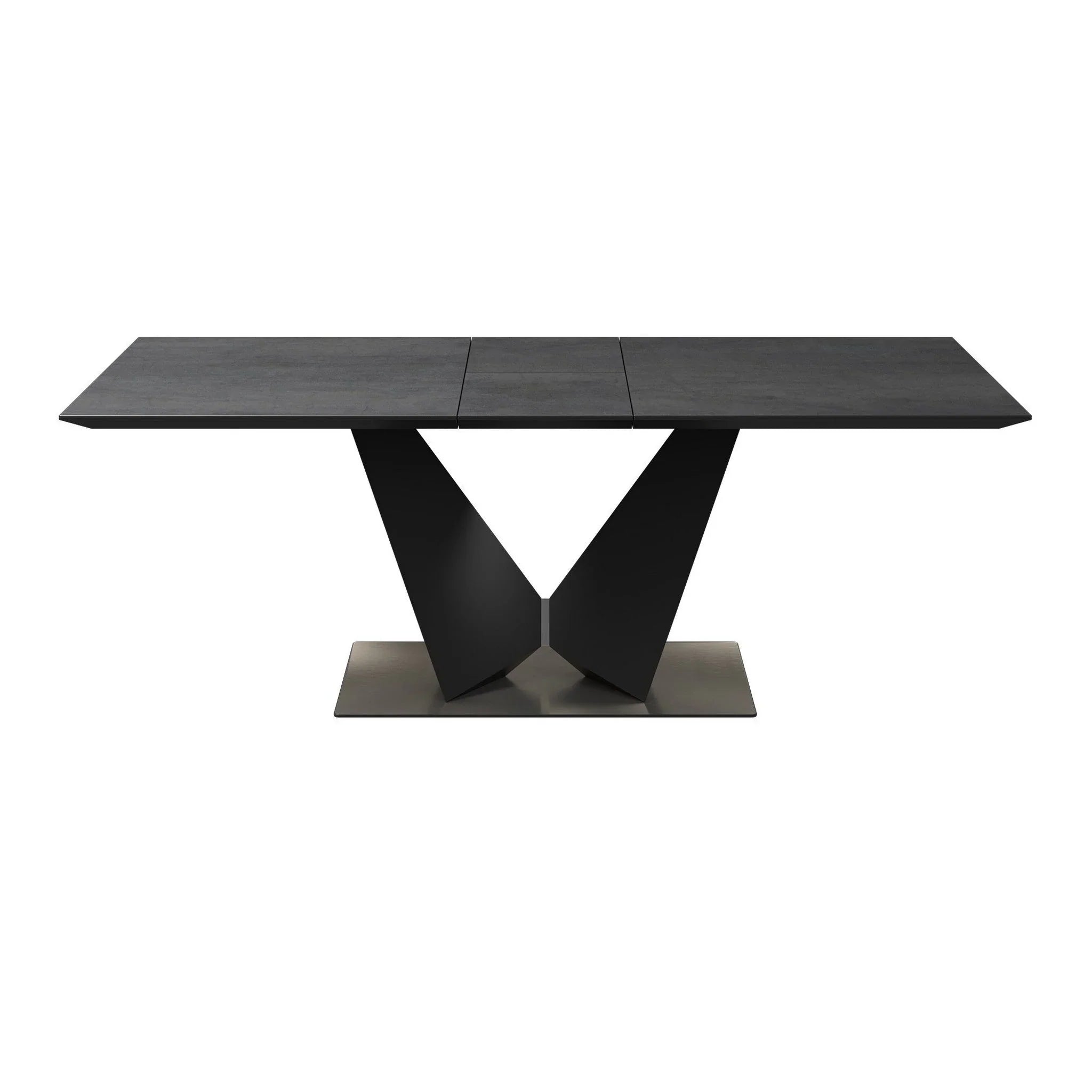 Westin Graphite Ceramic Extending Dining Table With 6 Mustard Dining Chairs - Dining Table once extended 