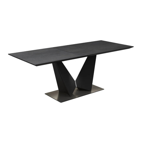 Westin Graphite Ceramic Extending Dining Table With 6 Mustard Dining Chairs - Angled Dining Table 