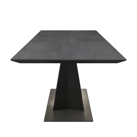 Westin Graphite Ceramic Extending Dining Table With 6 Mustard Dining Chairs - Side View of Dining Table 