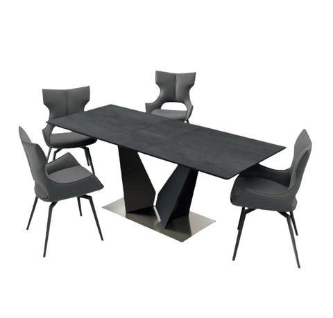 Westin Grey Ceramic Extending Dining Table With 6 Chairs - Pendle Village Furniture