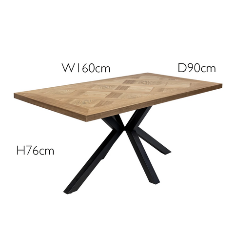 Westley Oak Veneer 1.6m Dining Table with Stone Faux Leather Corner Dining Bench and Manuelle Dining Chairs - Dining Table Dimensions 