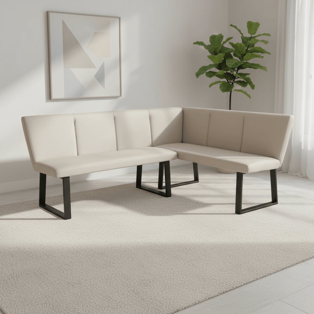 Westley Stone Faux Leather Corner Dining Bench