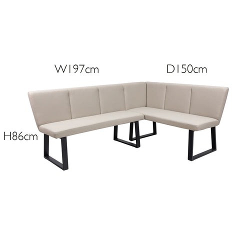 Westley Stone Faux Leather Corner Dining Bench with Manuelle Dining Chairs - Pendle Village Furniture