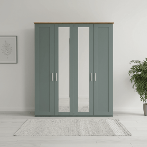 Kempton Sage Green 4 Door Hinged Wardrobe