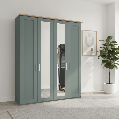Kempton Sage Green 4 Door Hinged Wardrobe