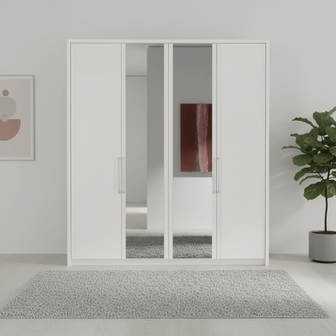 Wiemann Bristol White 4 Door Wardrobe With Mirror