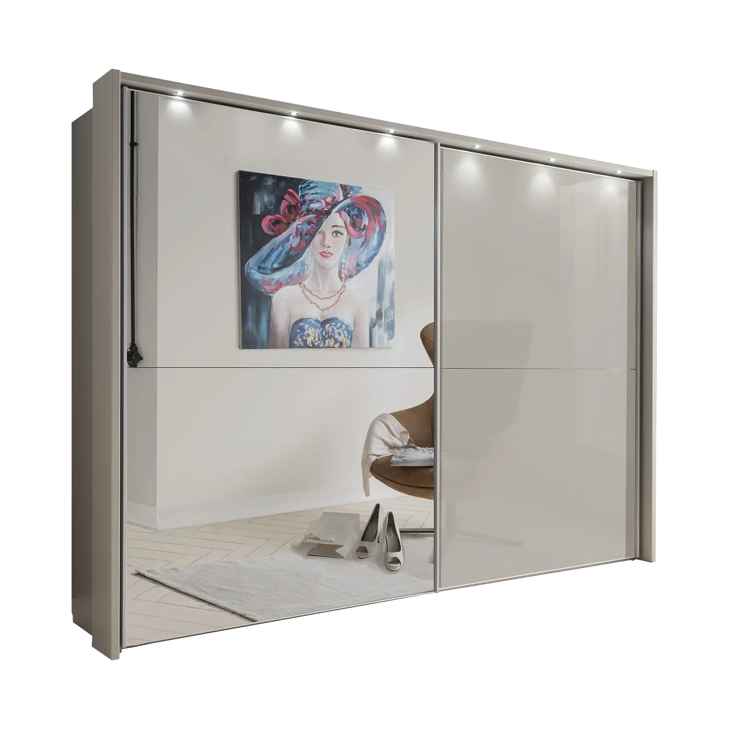 Wiemann Bristol Pebble Grey Sliding Door Wardrobe With Mirror, We will Deliver and assemble the wardrobe. Available in 4 Width Sizes 150cm, 200cm, 250cm and 300cm height is 217cm - Main Image 