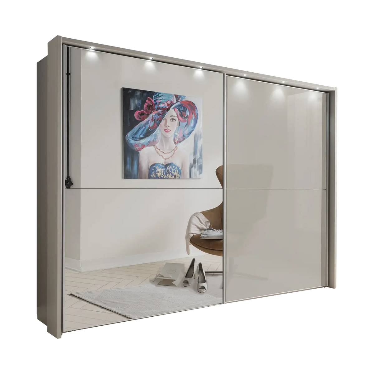 Wiemann Bristol Pebble Grey Sliding Door Wardrobe With Mirror, We will Deliver and assemble the wardrobe. Available in 4 Width Sizes 150cm, 200cm, 250cm and 300cm height is 217cm - Main Image 