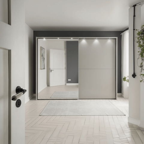 Wiemann Bristol Pebble Grey Sliding Door Wardrobe With Mirror