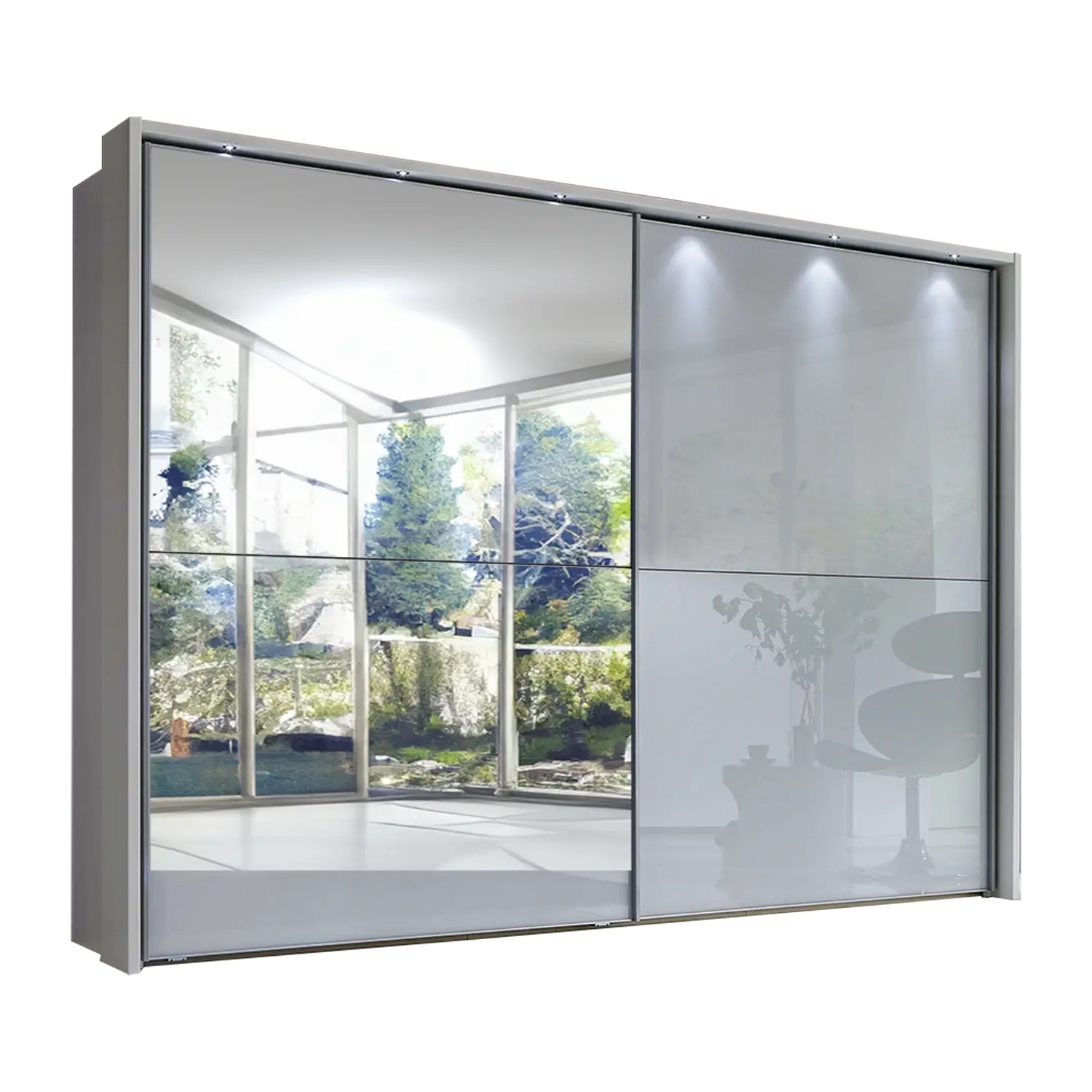 Wiemann Bristol White Sliding Door Wardrobe With Mirror, We will Deliver and assemble the wardrobe. Available in 4 Width Sizes 150cm, 200cm, 250cm and 300cm height is 217cm - Main Image 