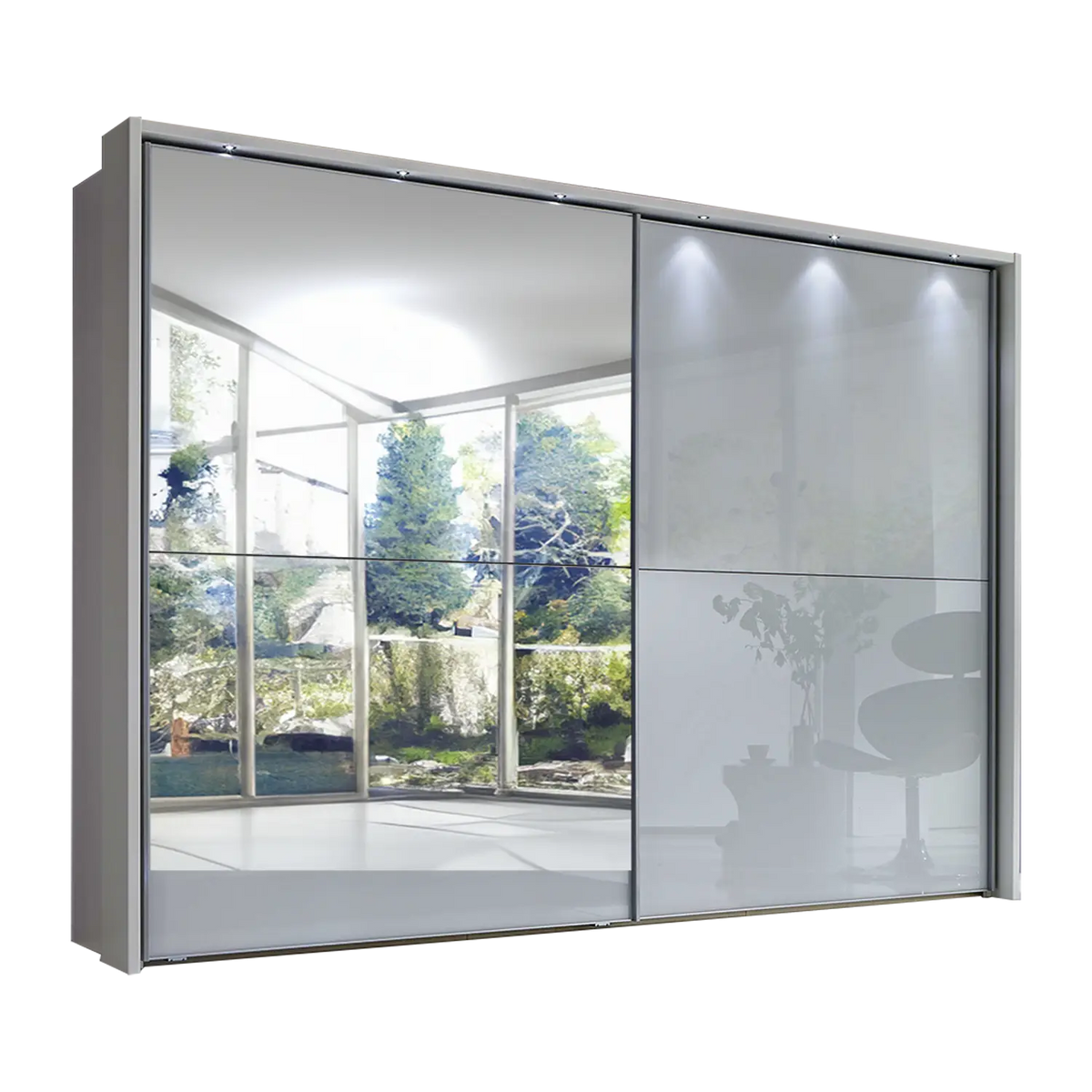 Wiemann Bristol White Sliding Door Wardrobe With Mirror, We will Deliver and assemble the wardrobe. Available in 4 Width Sizes 150cm, 200cm, 250cm and 300cm height is 217cm - Main Image 