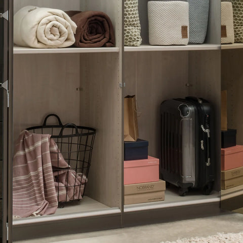 Wiemann Kansas Large 6 Door Havana Glass Wardrobe with Mirror & LED Light - Pendle Village Furniture