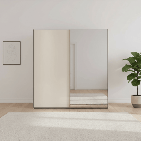 Monaco 3000 Champagne 2 Door Sliding Wardrobe with Mirror