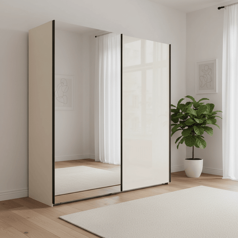 Monaco 3000 Champagne 2 Door Sliding Wardrobe with Mirror