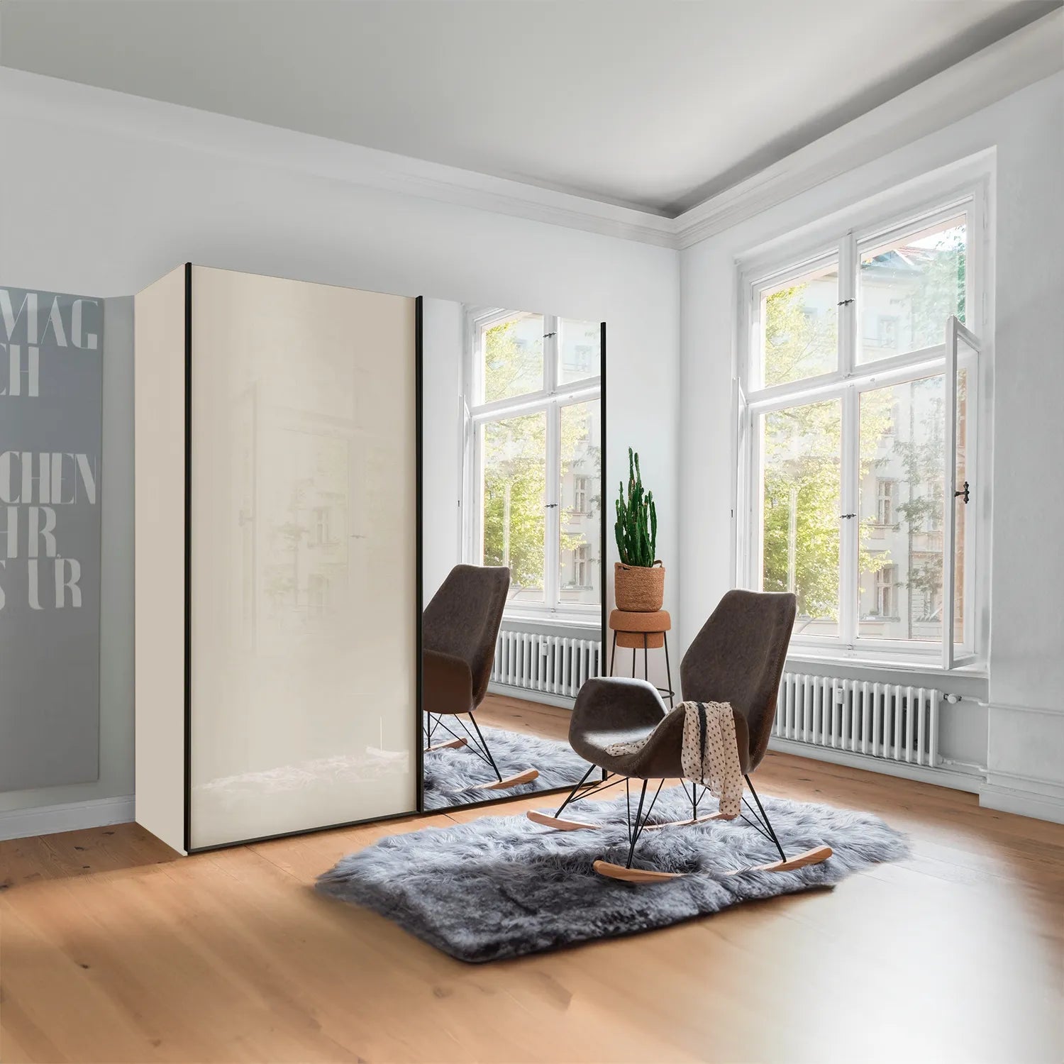 Wiemann Monaco Champagne Glass and Mirror Front 2 Door Sliding wardrobe